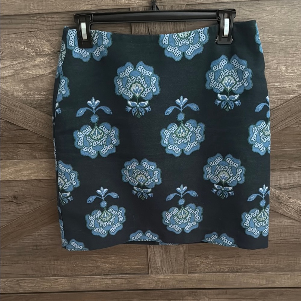LOFT Navy Floral Mini Skirt
